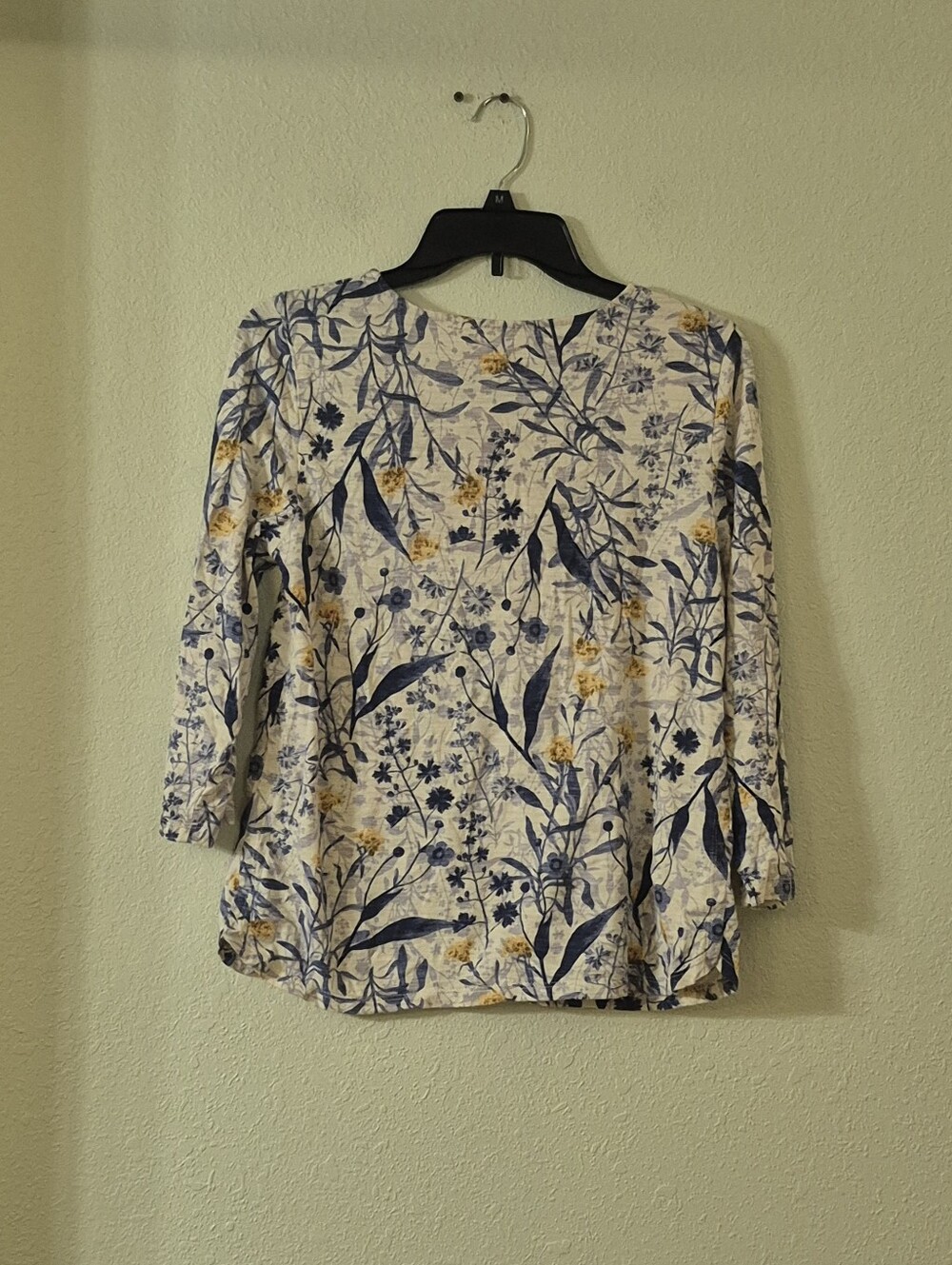 Coldwater Creek Blue and Yellow Floral Long Sleeve Tee - Picture 2 of 2